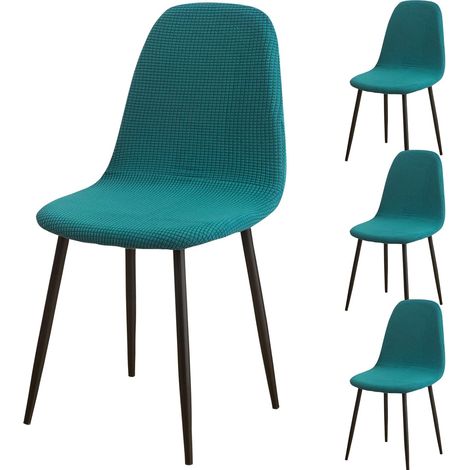 Set of 4 modern and retro jacquard dining chair covers for kitchen, living room, dining room, bar, cafe (Green) (1/5)