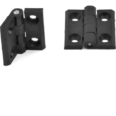 Charnière plastique 50x50 mm en polyamide noir – Résistante aux intempéries – Pour montage sur bois – Poids léger 26g – Ajile