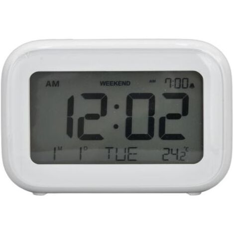 Mini réveil numérique avec écran LCD fonction Snooze formats 12H 24H pour chambre voyage bureau blanc (1/5)