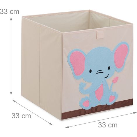 Caja de almacenamiento plegable para habitación infantil 30 x 30 x 30 cm diseño de elefante decorativo de tela gris 130013288 (1/3)