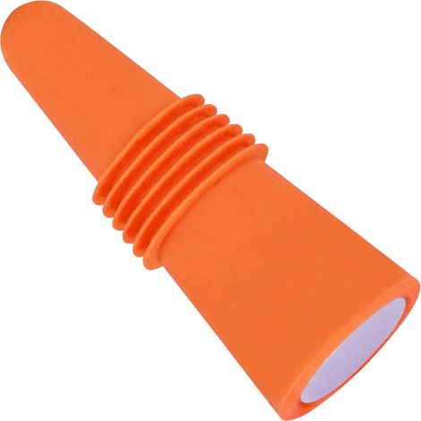 Bouchon de bouteille de vin en silicone alimentaire et acier inoxydable, 6,1 x 2,35 cm, décoratif, pratique et réutilisable, couleur orange. (1/5)