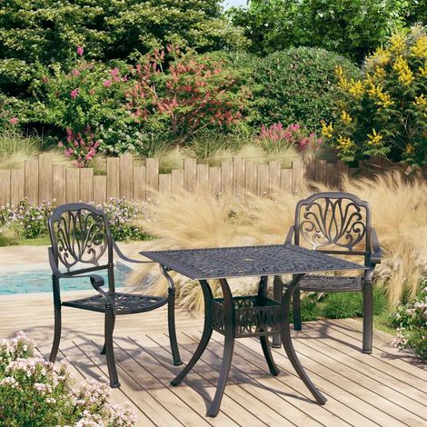 Ensemble de bistro 3 pcs Aluminium coulé Noir (1/5)