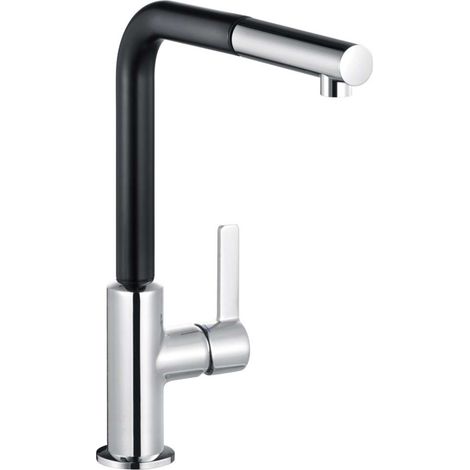 Kludi L-ine S - Mitigeur d’évier avec douchette extractible, chrome/noir mat 408518775 (1/4)