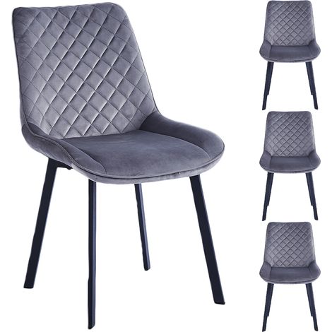 Set 4 Sedie da Pranzo Rivestimento Velluto Grigio Sedia Ufficio Casa Ergonomica (1/5)
