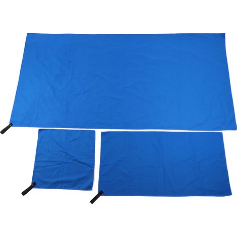 Serviette de Plage 3 Pièces Séchage Rapide Bleu Douce Portable Respirante Anti-Irritation pour Sport Fitness Extérieur (1/5)