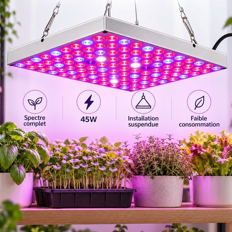 HEMVOR Lampe horticole LED panneau plein spectre 45W UV IR prise EU (1/5)