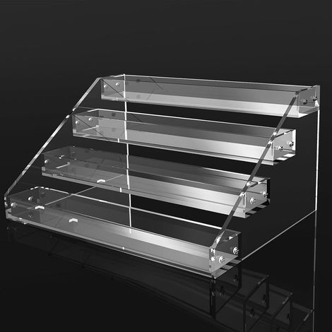 Présentoir en Acrylique Transparent, 4 Niveaux Présentoir Etagere Transparente Rangement Parfum Vernis Figurine Pop Cupcakes Desserts Cosmétiques Condiment (1/5)