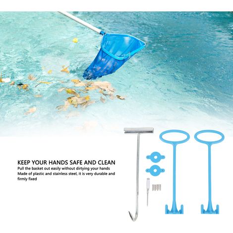 Cesta y gancho para skimmer de piscina - Accesorio de limpieza - Juego de 2 piezas con garra de 30 cm (1/5)