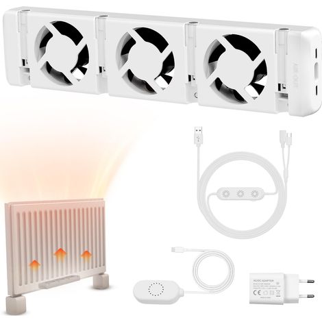 Radiator Fan 3.0, ventola di riscaldamento, amplificatore per radiatore intelligente con sensore di temperatura, ventola di riscaldamento silenziosa, risparmio energetico e sui costi di riscaldamento 