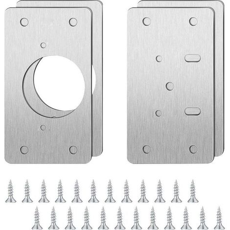 ensembles de plaques de réparation de charnière en acier inoxydable, supports de réparation de charnière, plaque de réparation avec vis et trou (1/4)