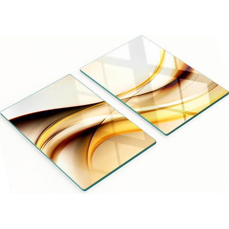 Stilvolle und robuste Glasplatten mit abstraktem Wellenmuster, 2 x 40 x 52 cm (1/5)