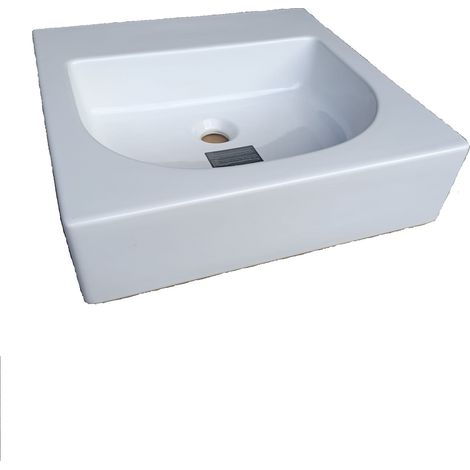 Lavabo Luxor appoggio 50x50 quadrato in ceramica bianco lucido di