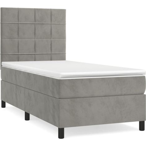 Maison Exclusive - Giroletto a Molle con Materasso Grigio Chiaro 90x190 cm Velluto