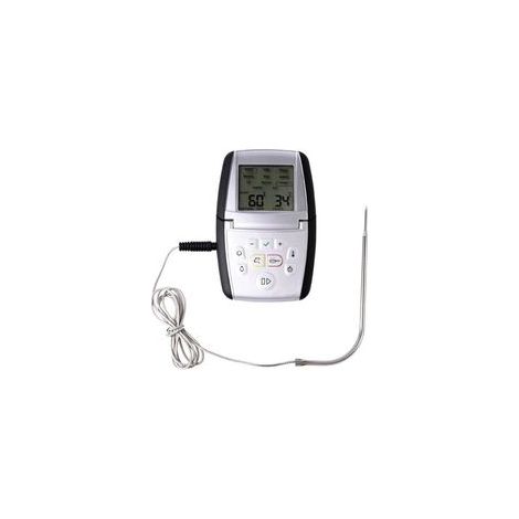 m°classic+ Kochsonde – Präzise Messung von 0 °C bis +210 °C – Manuelle und vorprogrammierte Modi – Zum Garen von Fleisch, Fisch oder Gebäck – Induktionsgeeignet – Batterien enthalten – Grau (1/4)