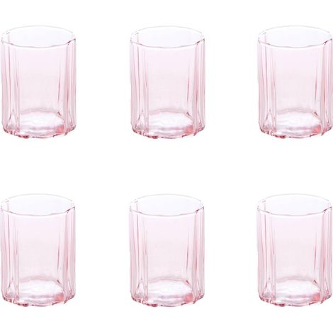 Lot de 6 Gobelet Bas en Verre "Fleur" 25cl Rose