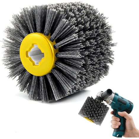 Nylon Angle Grinder Brush 80/120 Grit Width 100mm - 120mm Diameter Satin Brush Polishing Brush for Wood Sanding Satin Machine (Blue) (1/5)
