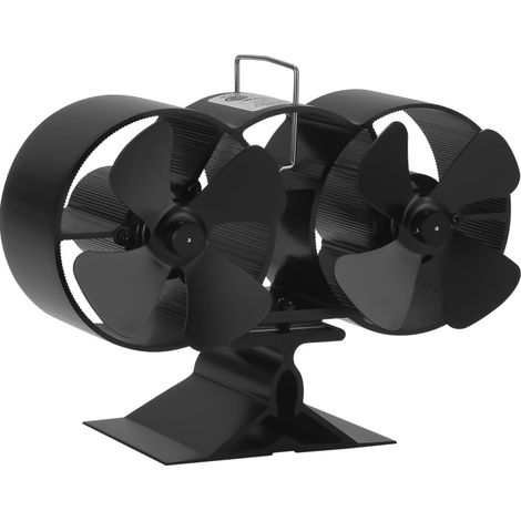 SWANEW Ventilateur De Poêle À Bois Double Tête 8 Pales. Mini Ventilateur De Cheminée. Ventilateur De Four Pour Chauffage À Bois (1/5)