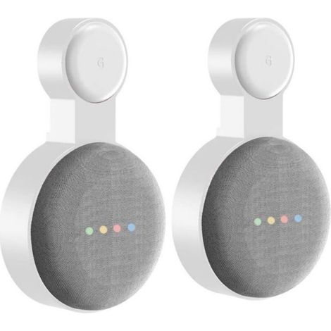Support Mural Pour Enceinte Google Nest Mini - Cache-Câbles Intégré - Installation Sans Perçage - Compatible Nest Mini 2e Génération - 1 Pièce (1/4)