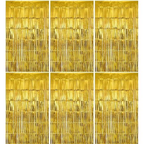 Rideaux à franges métalliques dorés (6 pièces), 1 x 2 m (1/4)