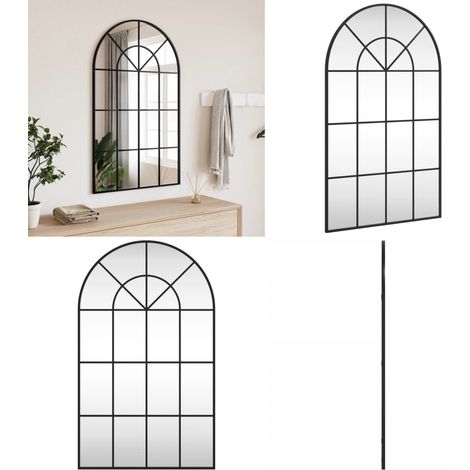 Wandspiegel Schwarz 60x100 cm Gewölbt Eisen - Wandspiegel - Dekorspeigel - Badezimmerspiegel - Schwarzer Spiegel - Großer Spiegel - Home & Living (1/5)