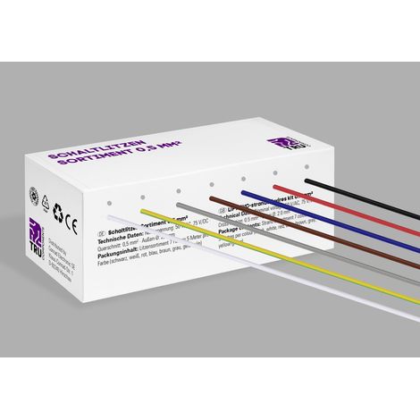 TRU COMPONENTS TC-12112360 Litze    0.5 mm² Schwarz, Weiß, Rot, Blue, Braun, Grau, Gelb-Grün 1 Set