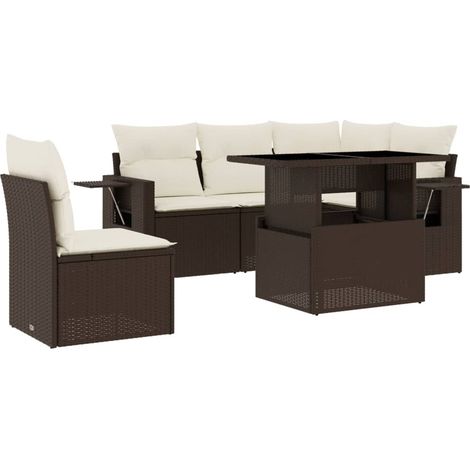 vidaXL Set Divano da Giardino 6 pz con Cuscini Marrone in Polyrattan (1/5)