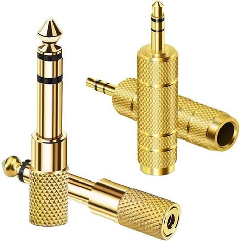 Lot de 4 adaptateurs jack stéréo 6,35 mm vers 3,5 mm - Adaptateur audio pour casque, amplificateur et entrée auxiliaire (1/5)