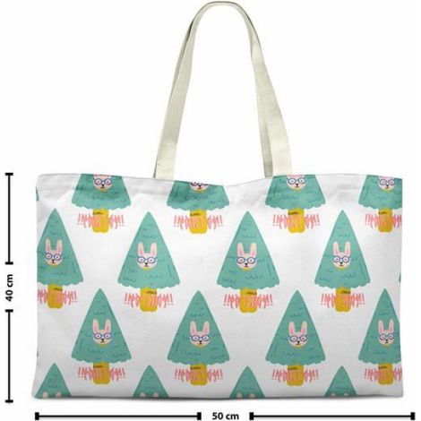 Sac shopping tote bag en coton Bonamaison 70 x 50 cm - Noir, anses longues, réutilisable (1/2)