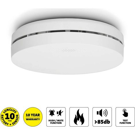 Détecteur de fumée avec une autonomie de 10 ans, blanc, design compact (1/5)