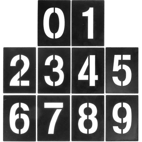 jeu de pochoirs de chiffres 0 à 9 pour peindre sur bois-15.00X9.00X0.20CM (1/4)