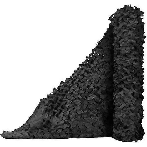 Filet de camouflage pour la chasse 1,5 m x 2, 3, 4, 7, 8, 10 m, Camosystems, filet de camouflage pour tente, auvent, rouleau en vrac, clôture de jardin, noir 1,5 x 9 m (1/4)