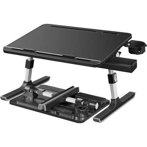 Bureau d'Ordinateur Portable Pliable, Hauteur Réglable, Plateau Inclinable 56 x 40 cm, pour Canapé, Lit, Noir (1/5)