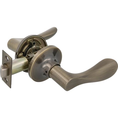 Ensemble de poignées Poignées avec loquet carré Pour portes de passage Zamak Serrure d'entrée 60/70 mm incluse Pour portes en bois d'une largeur de 35 à 45 mm Cuir (1/5)
