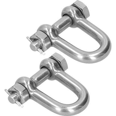 304 Stainless Steel D-Type Shackle with M10 Safety Lock (Pack of Two) (1/5)