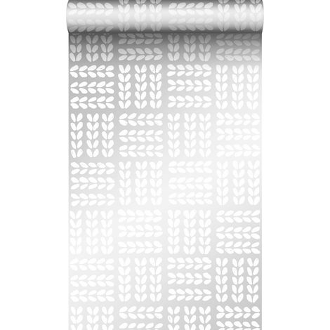 papier peint feuilles blanc mat et gris argent brillant  - Origin Wallcoverings (1/5)