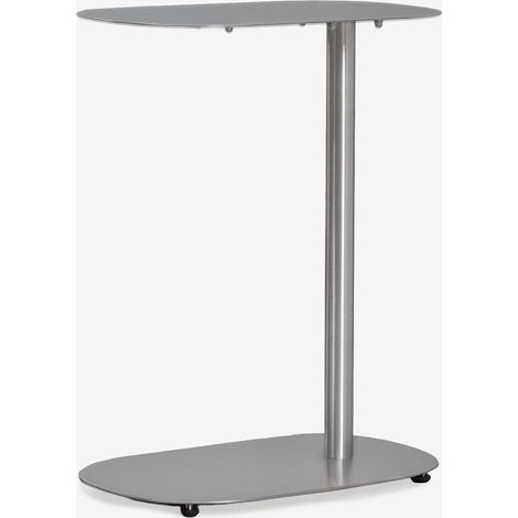 SKLUM Ovaler Beistelltisch 40x25 cm aus Edelstahl Geninda Gebürstetes Grau (1/5)