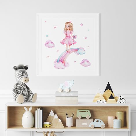 Poster / Affiche carrée Enfants - Princesse arc-en-ciel - 50x50 cm (1/3)