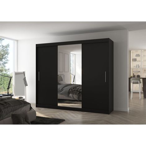 Schiebetürenschrank Schrank Nr.540 in Schwarz matt- Spiegel 250x215x58 cm (1/3)