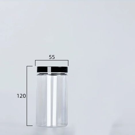 (noir - 245 ml) Boîte de rangement transparente scellée avec couvercle, bouteille d'emballage vide en plastique, seau de rangement circulaire, boîte à biscuits, boîte de conserve scellée de qualité al (1/5)