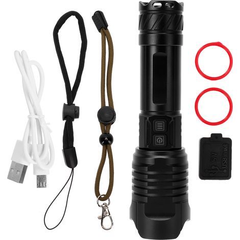 Flashlight - Rechargeable Zoom Torch - Adjustable Focus - Aluminum Alloy Body - 2500 Lm - Outdoor Portable - 1 Piece (1/4)