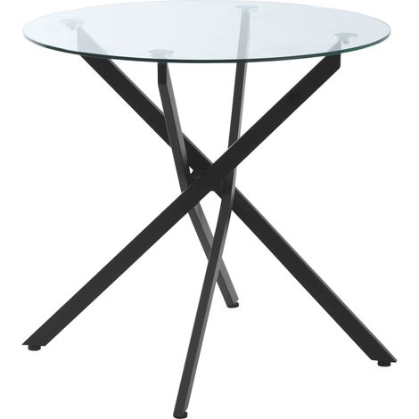 Mesa redonda de vidrio negro con estructura de metal 80 x 80 x 75 cm MODENUIT (1/5)