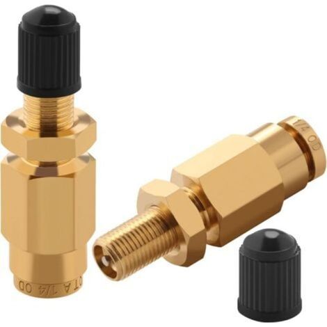 Valve Schrader de gonflage de 6,35 mm avec poussoir pour connexion pour tuyau d'air de 0,6 cm OD et suspension à ressort pneumatique pour semi-camion, remorque, tracteur (1/5)