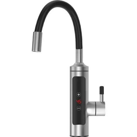 Rubinetto per acqua calda istantanea in acciaio inox, adatto a cucine e bagni, con controllo termostatico a frequenza variabile.