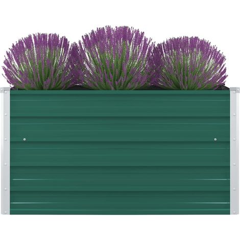 vidaXL Jardinera elevada de acero galvanizado verde 100x100x45 cm (1/5)