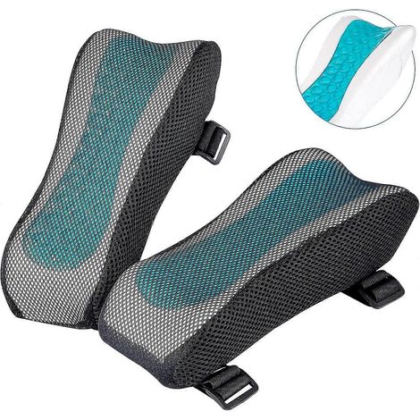 Coussinets d'accoudoirs ergonomiques - Supports d'accoudoirs pour chaises de bureau - Coussinets de soutien des coudes pour chaises d'ordinateur, chaises de jeu et chaises de bureau (paquet de 2, bleu (1/3)