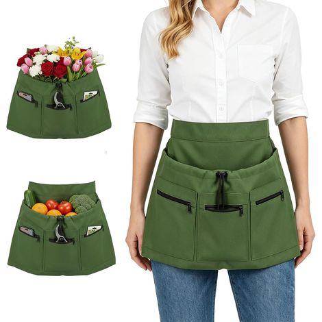 Gardening Apron in 600D Oxford Fabric Waterproof Harvesting Apron with Pockets for Men and Women, Adjustable Waist Circumference 70 to 120 cm for Vegetable Garden, Fruit Picking (1/5)