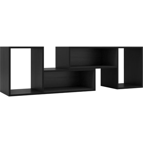 Meuble TV lot de 2 pièces minimaliste avec étagères modulables 80 x 30 x 40 cm stockage spacieux en bois noir