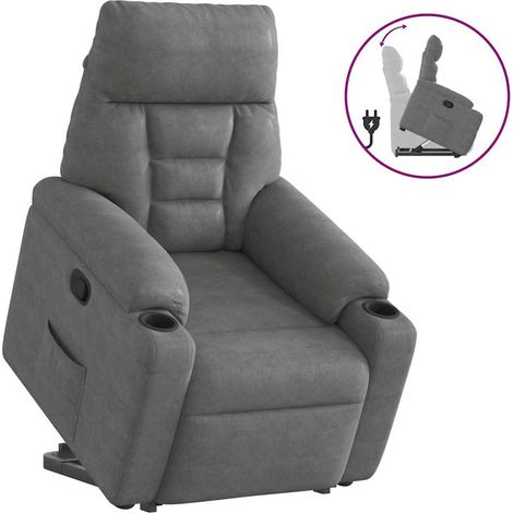 Poltrona Alzapersona Reclinabile Grigio Scuro Microfibra vidaXL (1/5)
