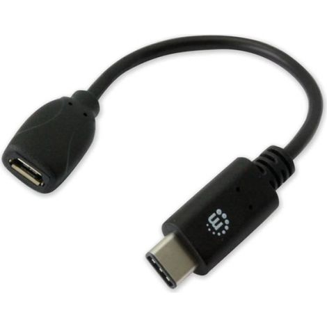 Câble USB - Micro USB Femelle - USB C Mâle - 0,15 M - Noir (1/2)