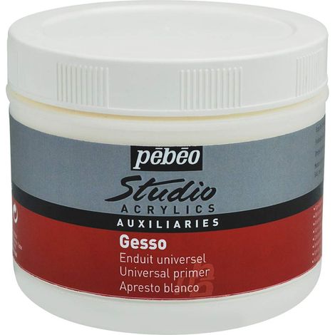 Studio Acrylics 500 ML Gesso Blanc Sous-couche Peinture Acrylique pour Préparer Tous vos Supports Pot de Gesso Acrylique Blanc 500 ml (1/4)